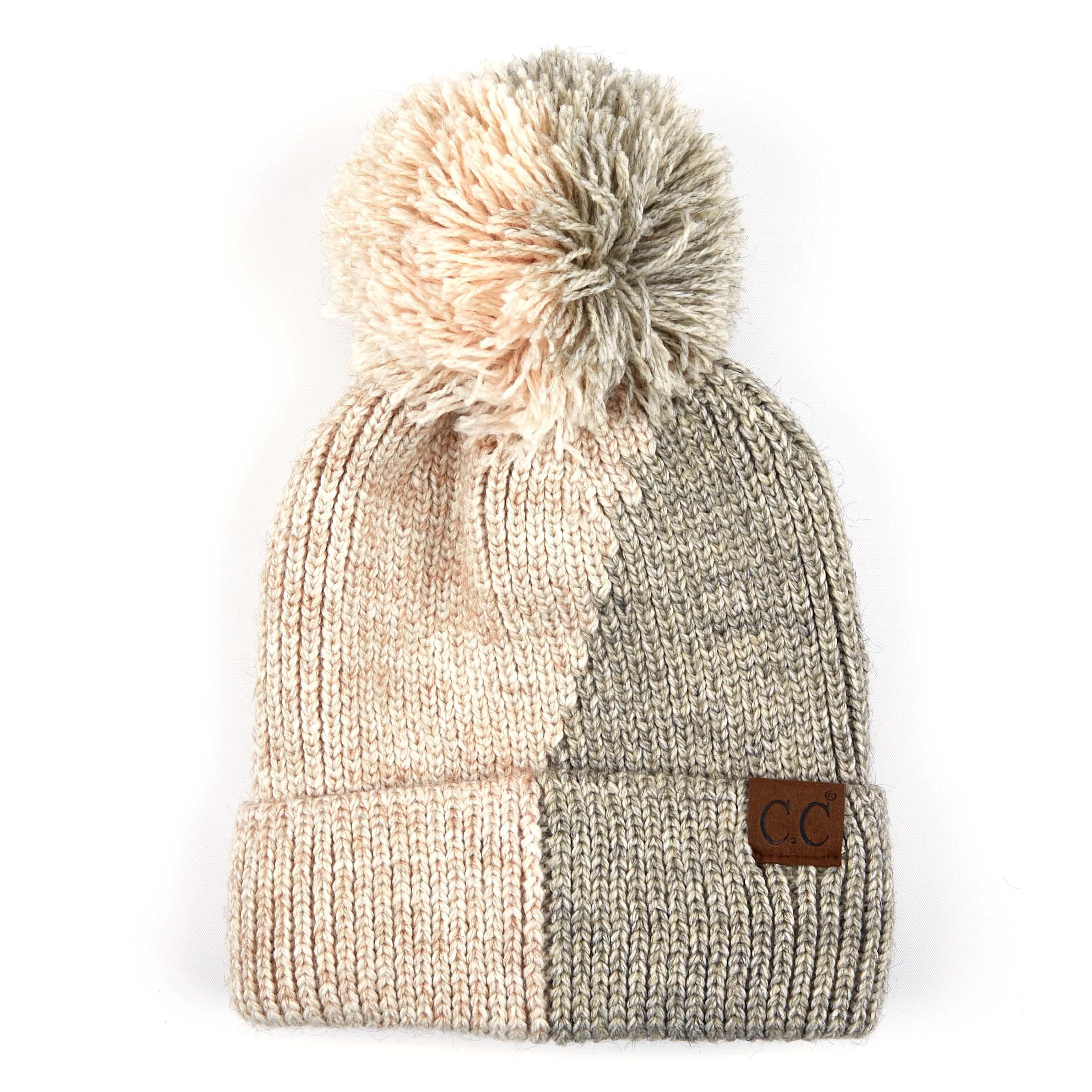 Dual Color Pom Beanie