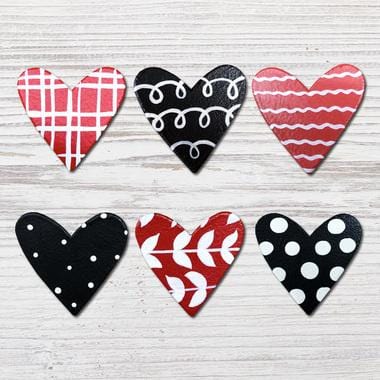 Heart w/Pattern Magnets S/6