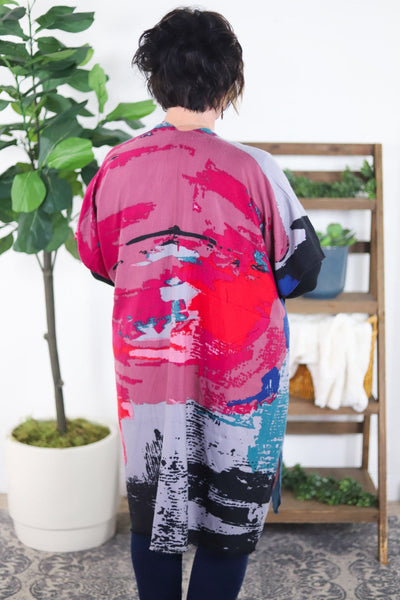 Abstract Circle Silky Kimono