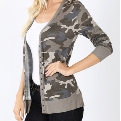 Dusty Camouflage Snap Cardigan
