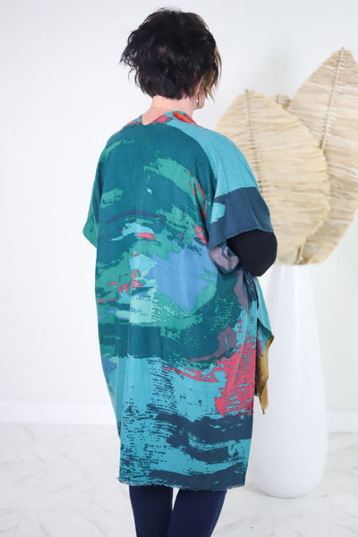 Abstract Circle Silky Kimono