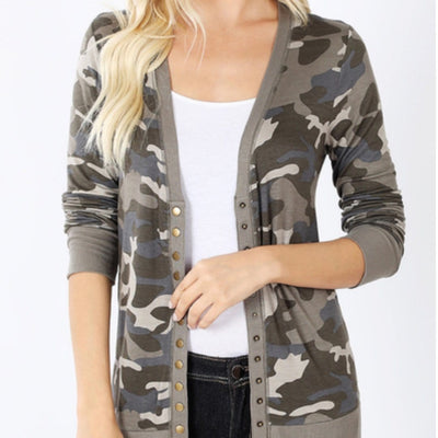 Dusty Camouflage Snap Cardigan
