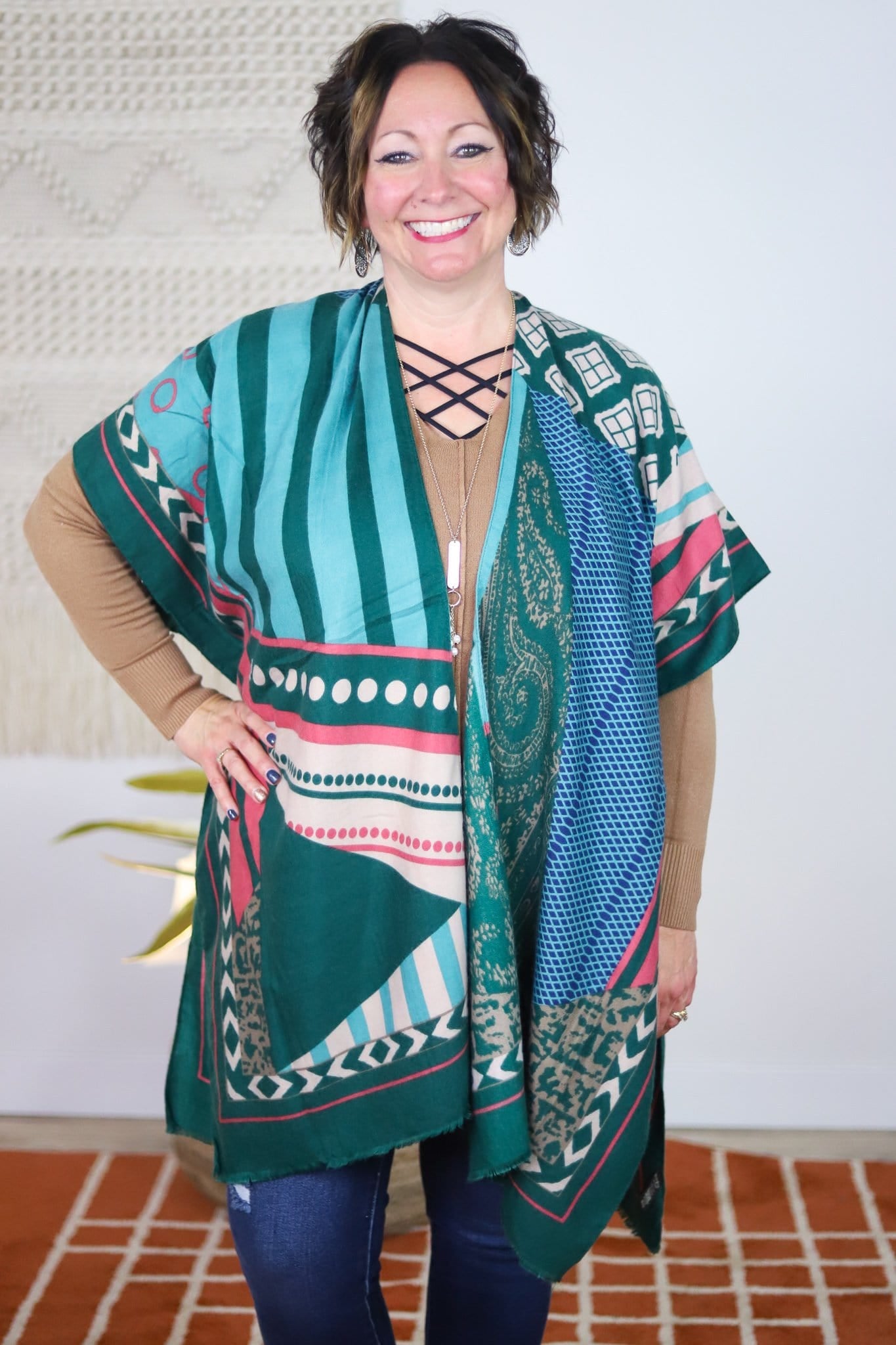 Multi Pattern Patched Kimono