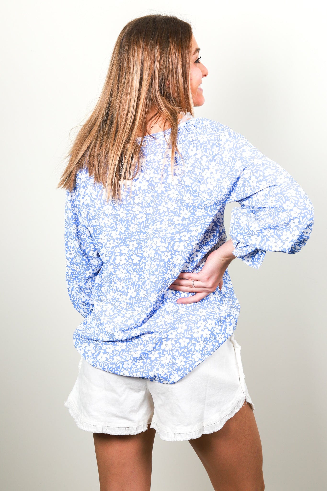 Chambray Floral Blouse