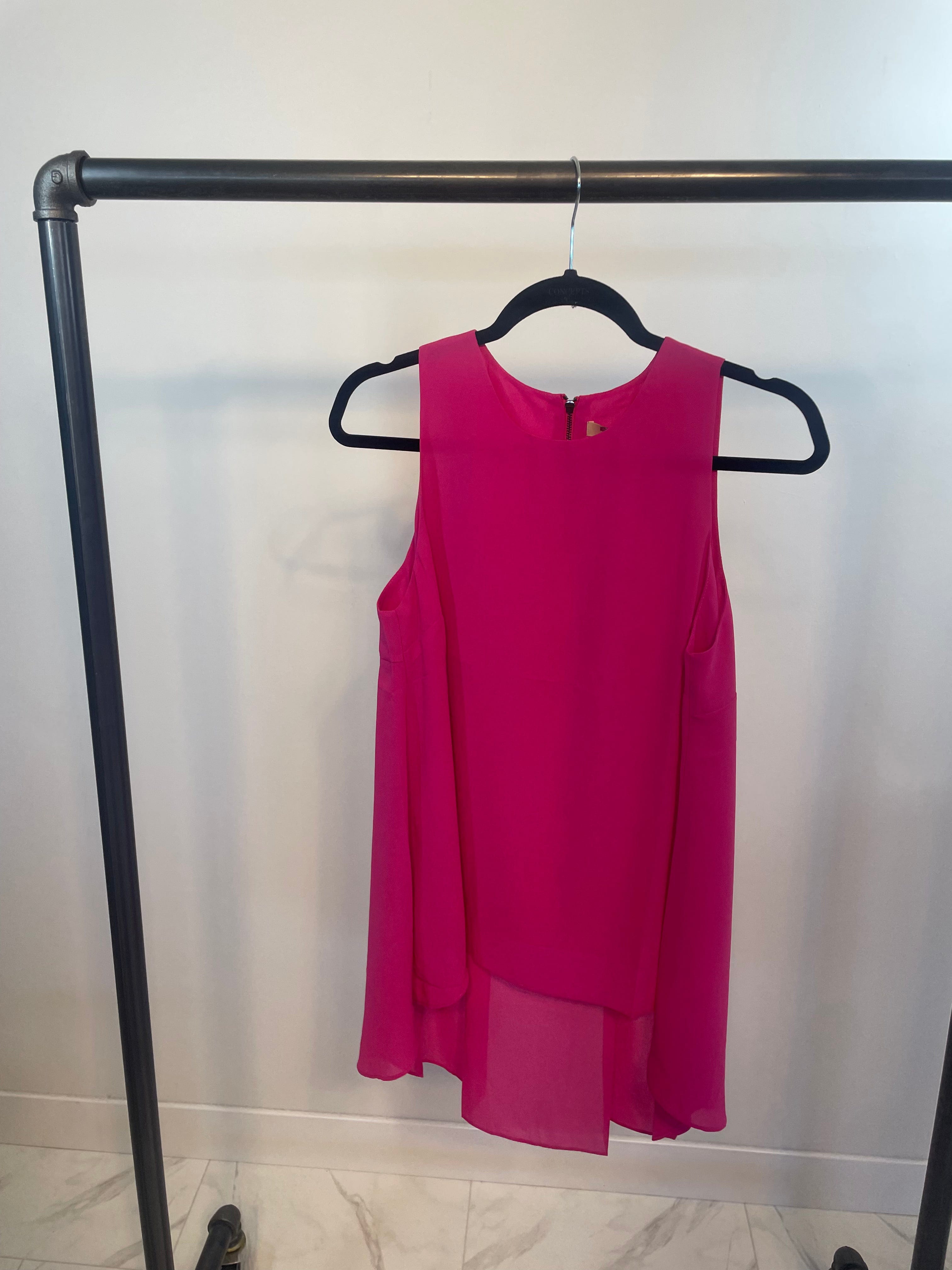 Fuchsia High-Low Sleeveless Top