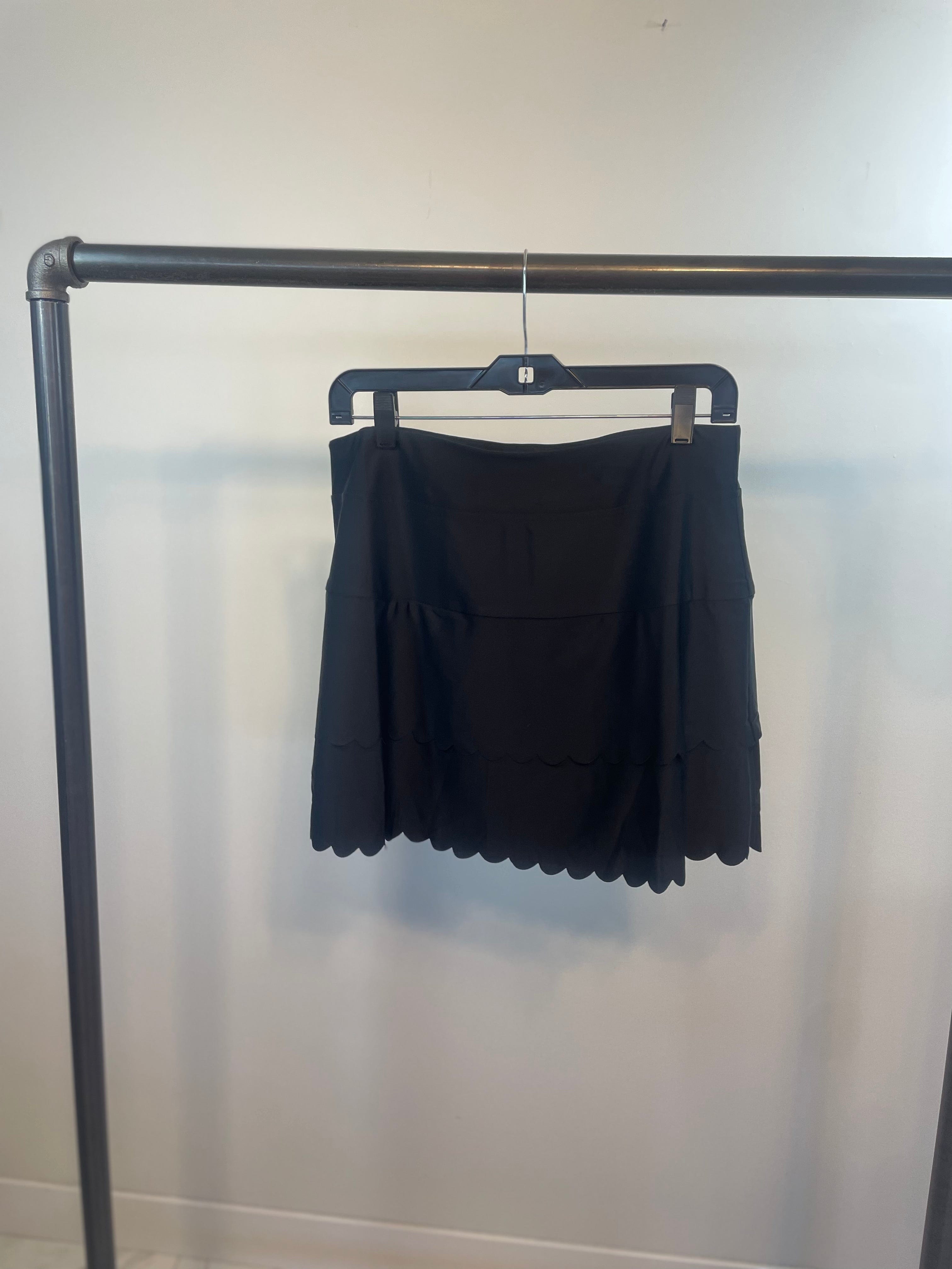 Black Layered Scalloped Skort