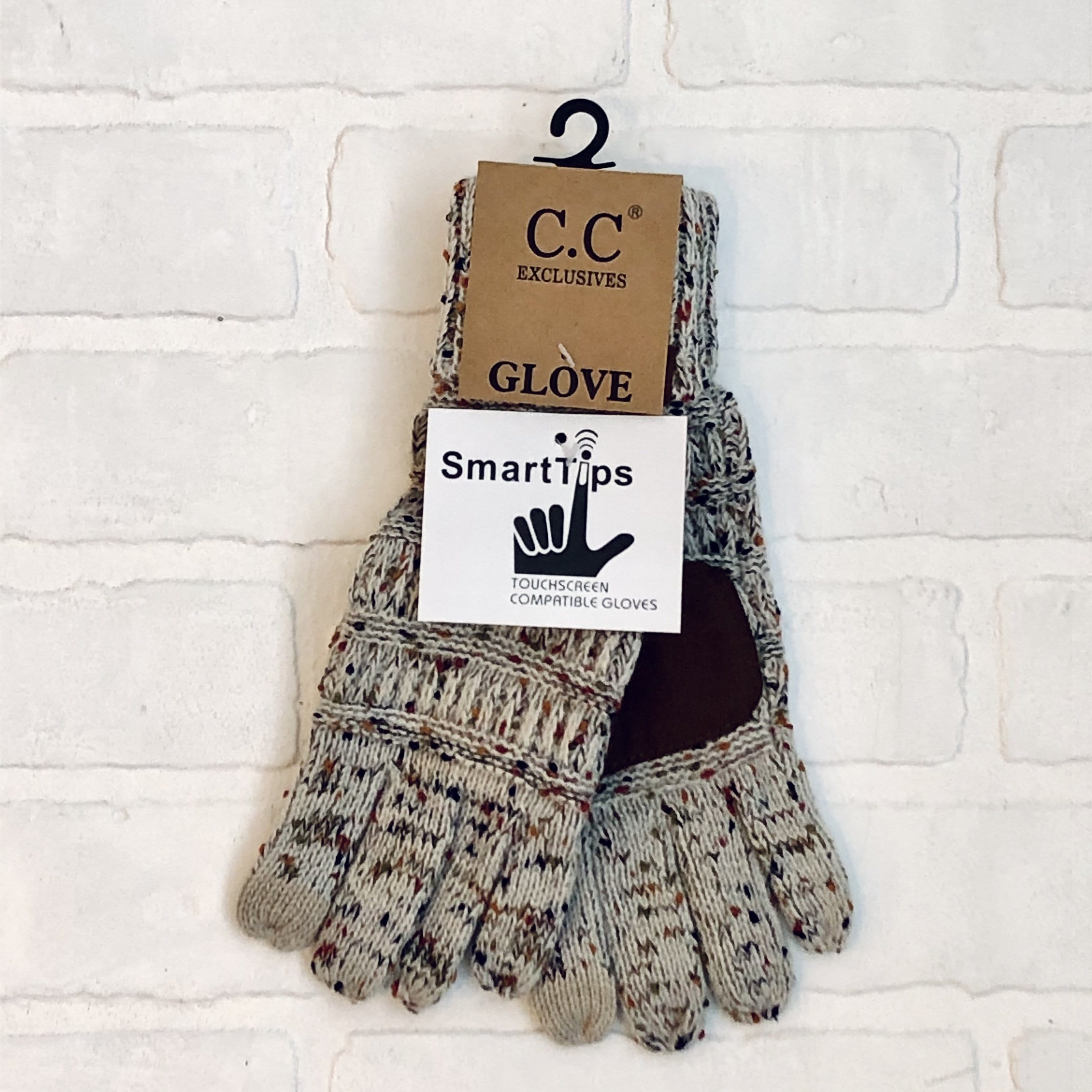 Oatmeal Cable Confetti Smart Top Glove