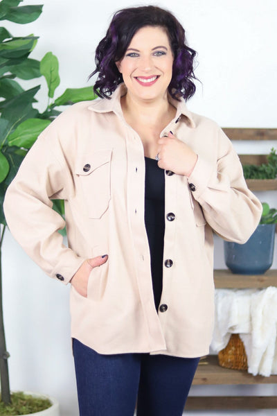 Oatmeal Button Down Oversized Jacket