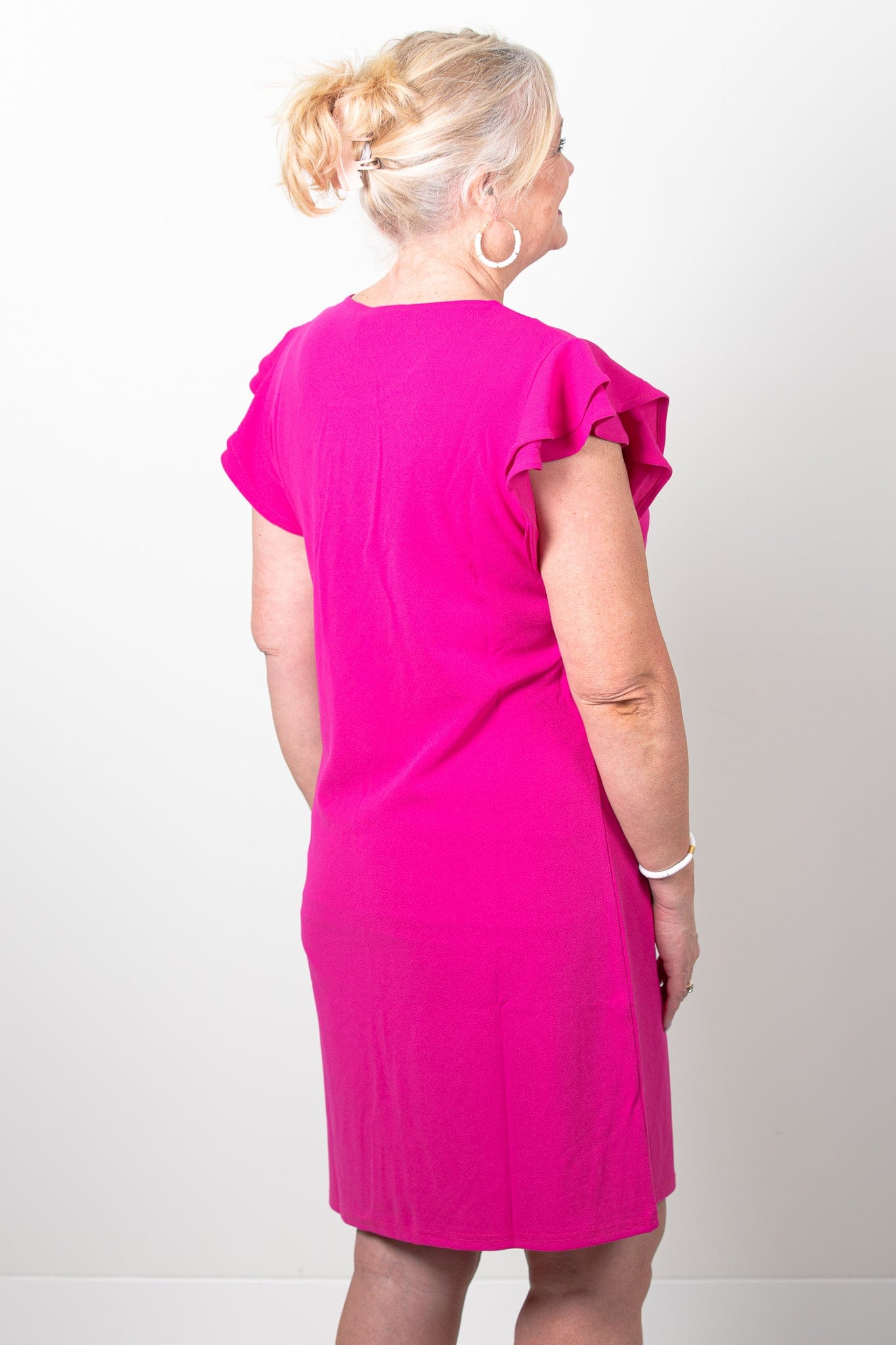 Hot Pink Nalia Tiered Cap Sleeve Dress