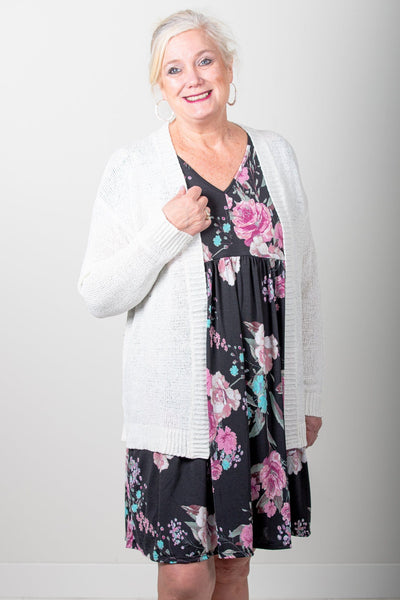 Cotton Ball Knit Open Cardigan