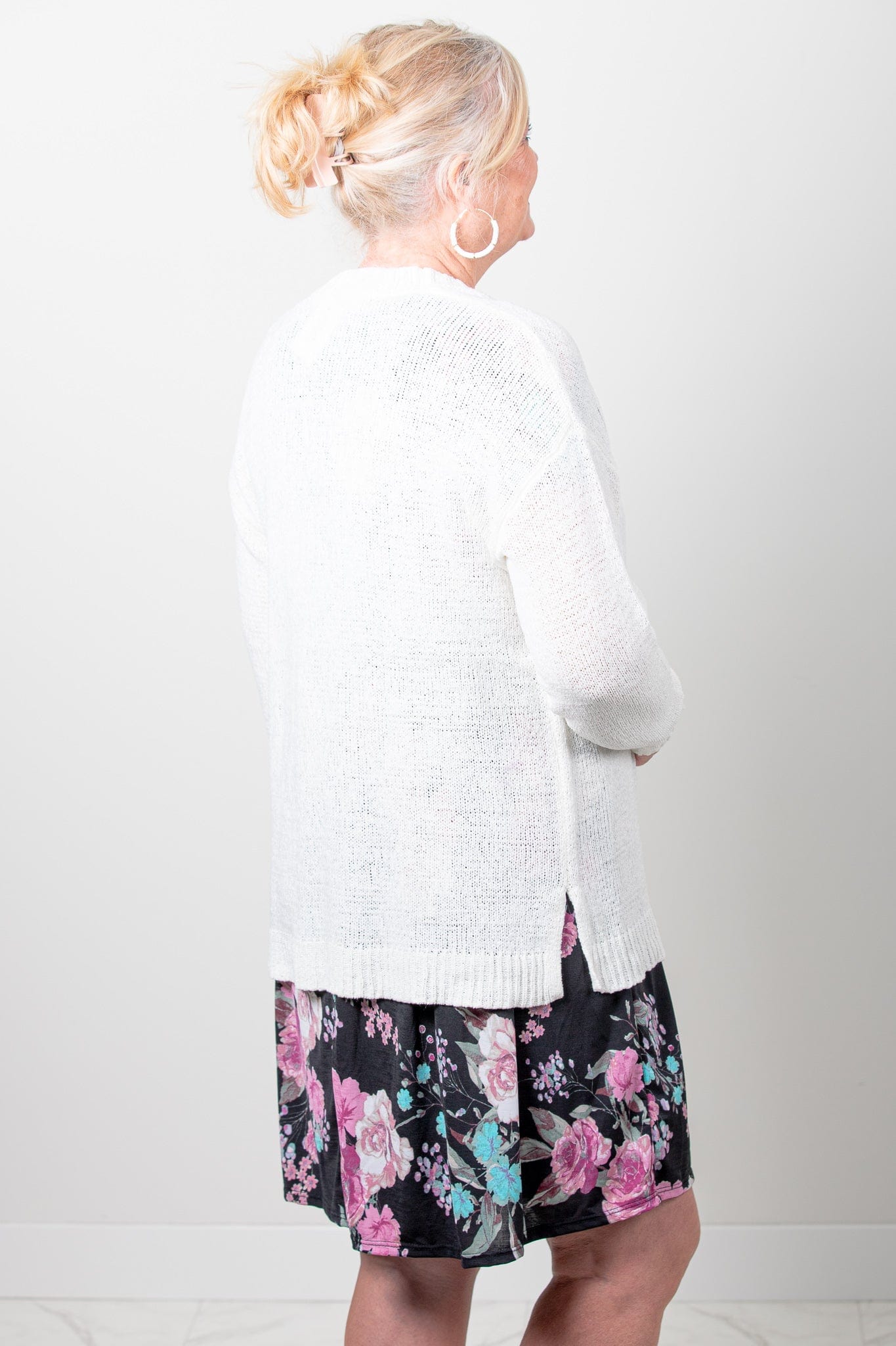 Cotton Ball Knit Open Cardigan