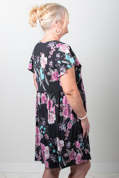 Black Garden Floral Dress