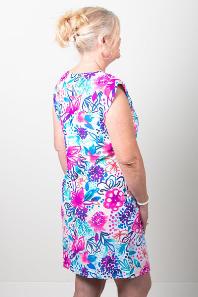 White Watercolor Floral Mackenzie Dress