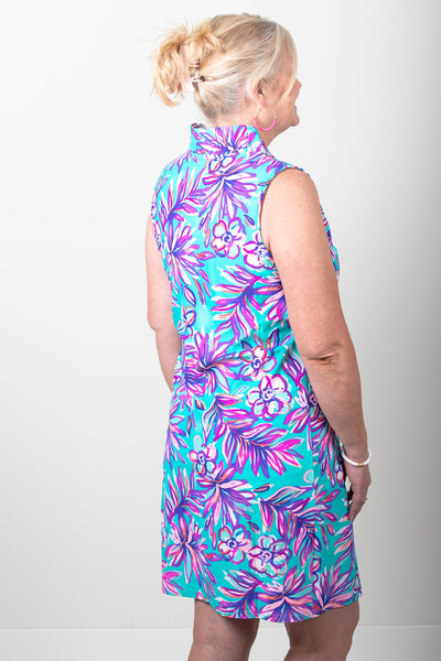 Mint Floral Avery Ruffle Neckline Dress