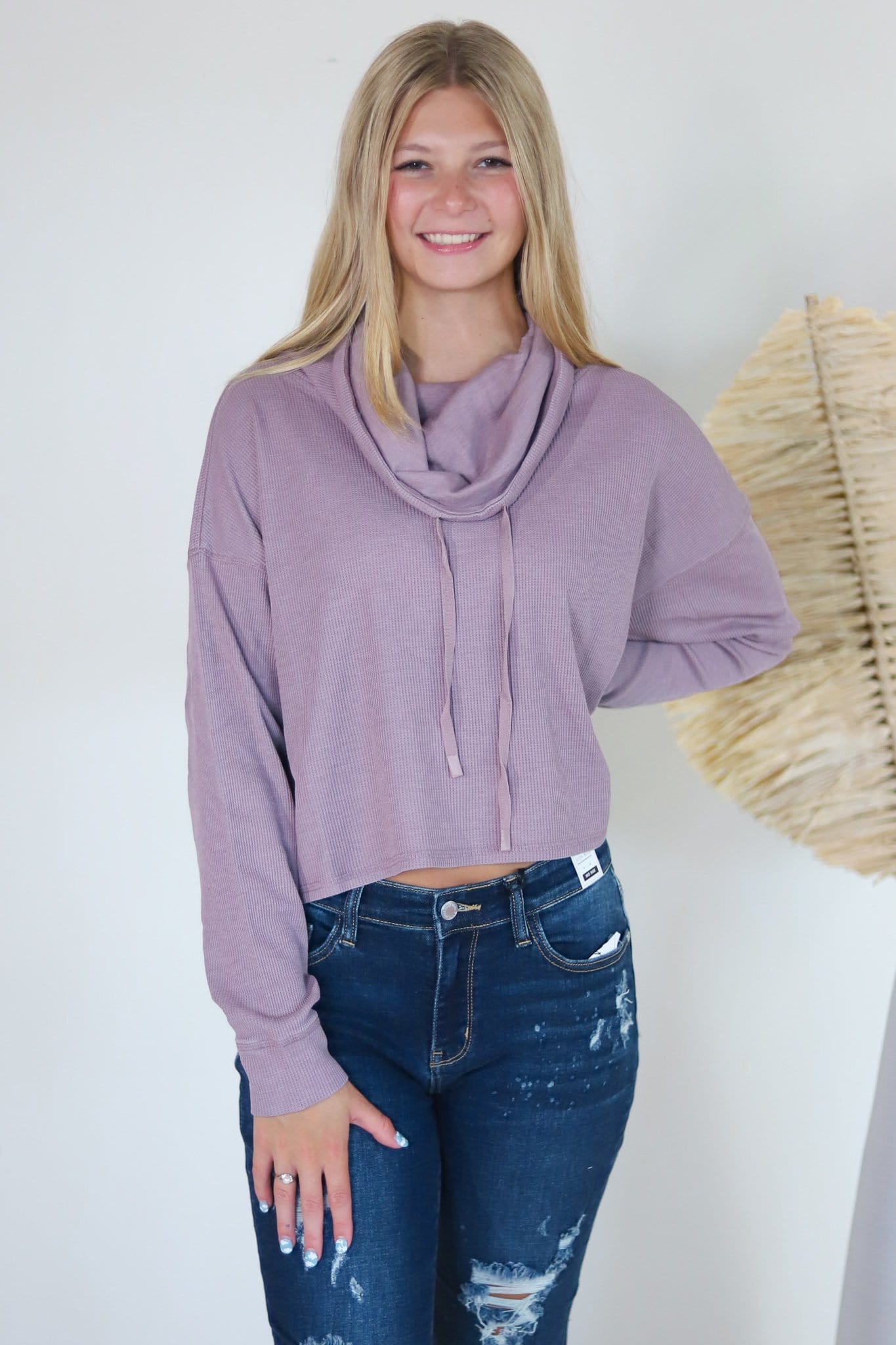 Mineral Wash Cowl Neck Pullover