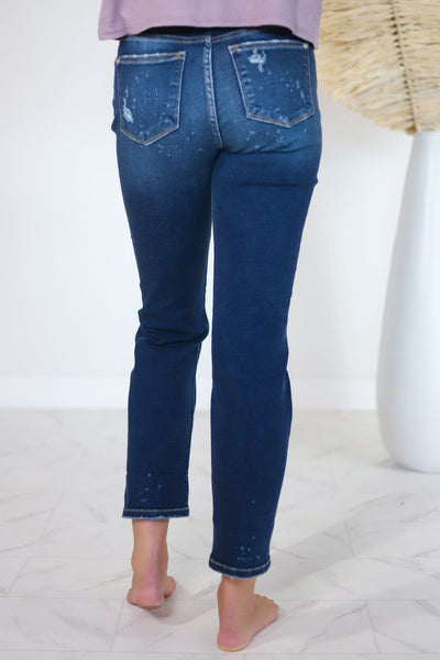 Distressed Splatter Boyfriend Denim