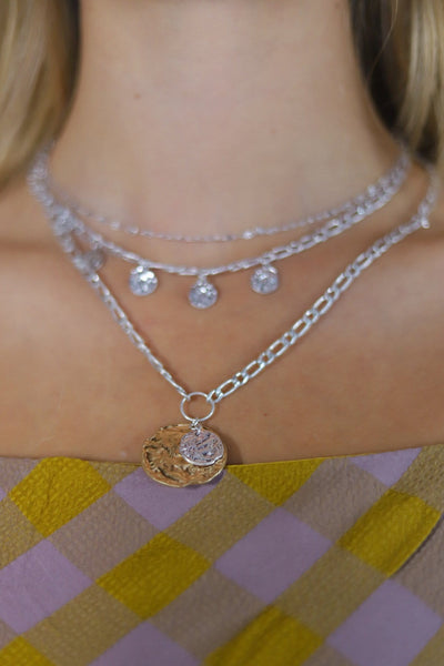 Layered Hammered Pendant Necklace