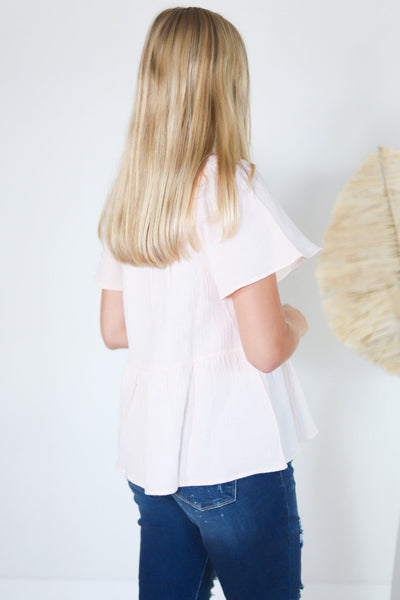 Diamond Embroidered Peplum Top