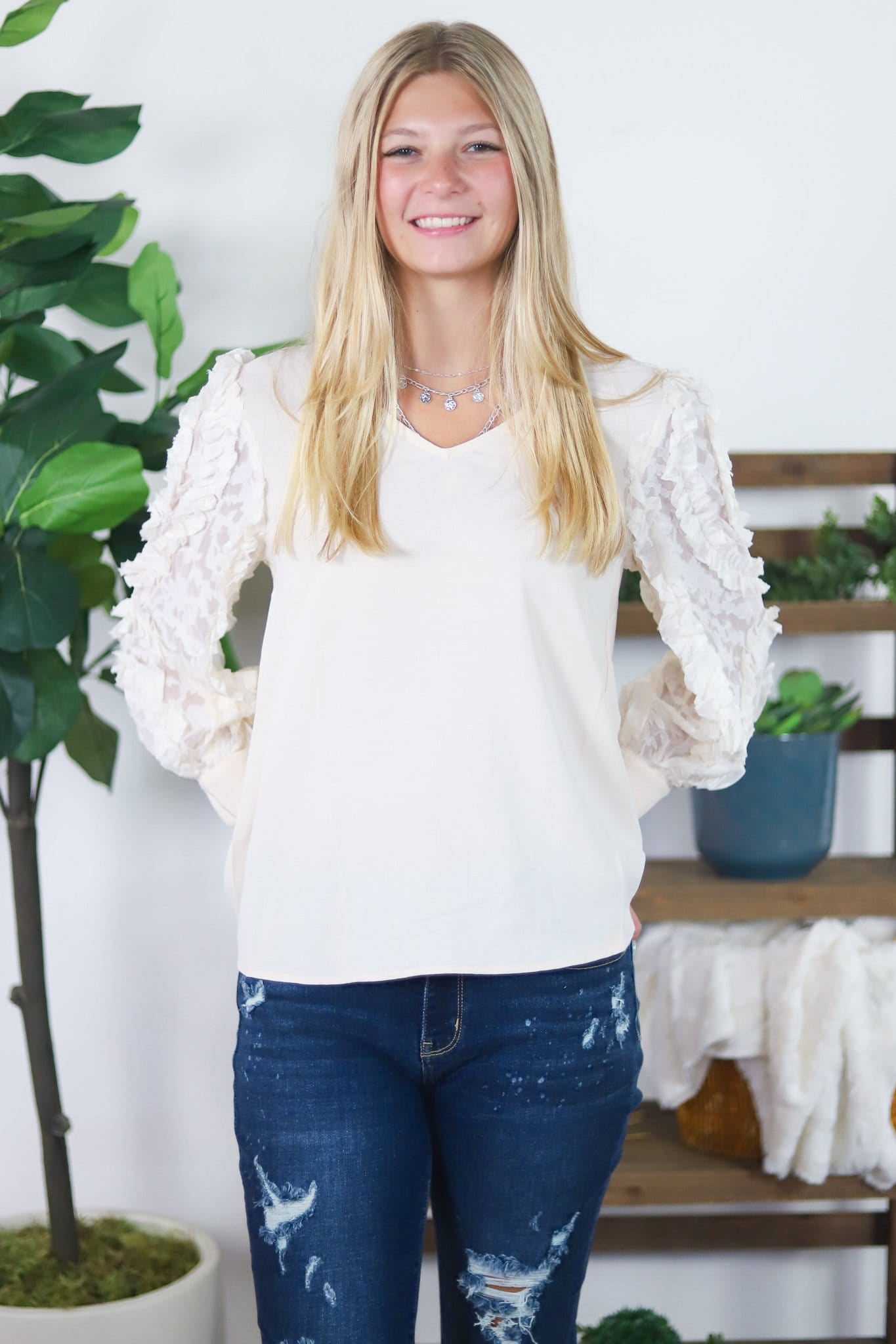 Lace Detail Sleeve Blouse