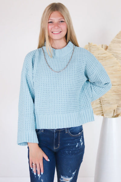ribbed mock neck sweater