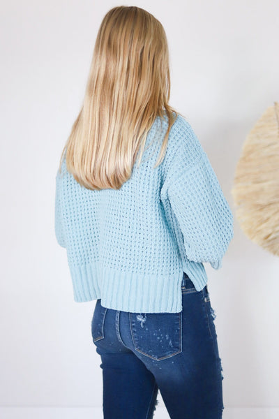 ribbed mock neck sweater