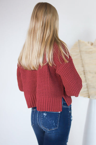 ribbed mock neck sweater