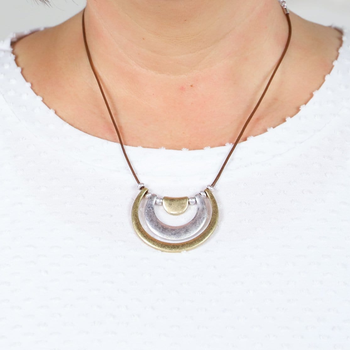 Short Half Circle Pendant Necklace