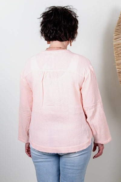 Blush 3/4 Sleeve Gauze Top