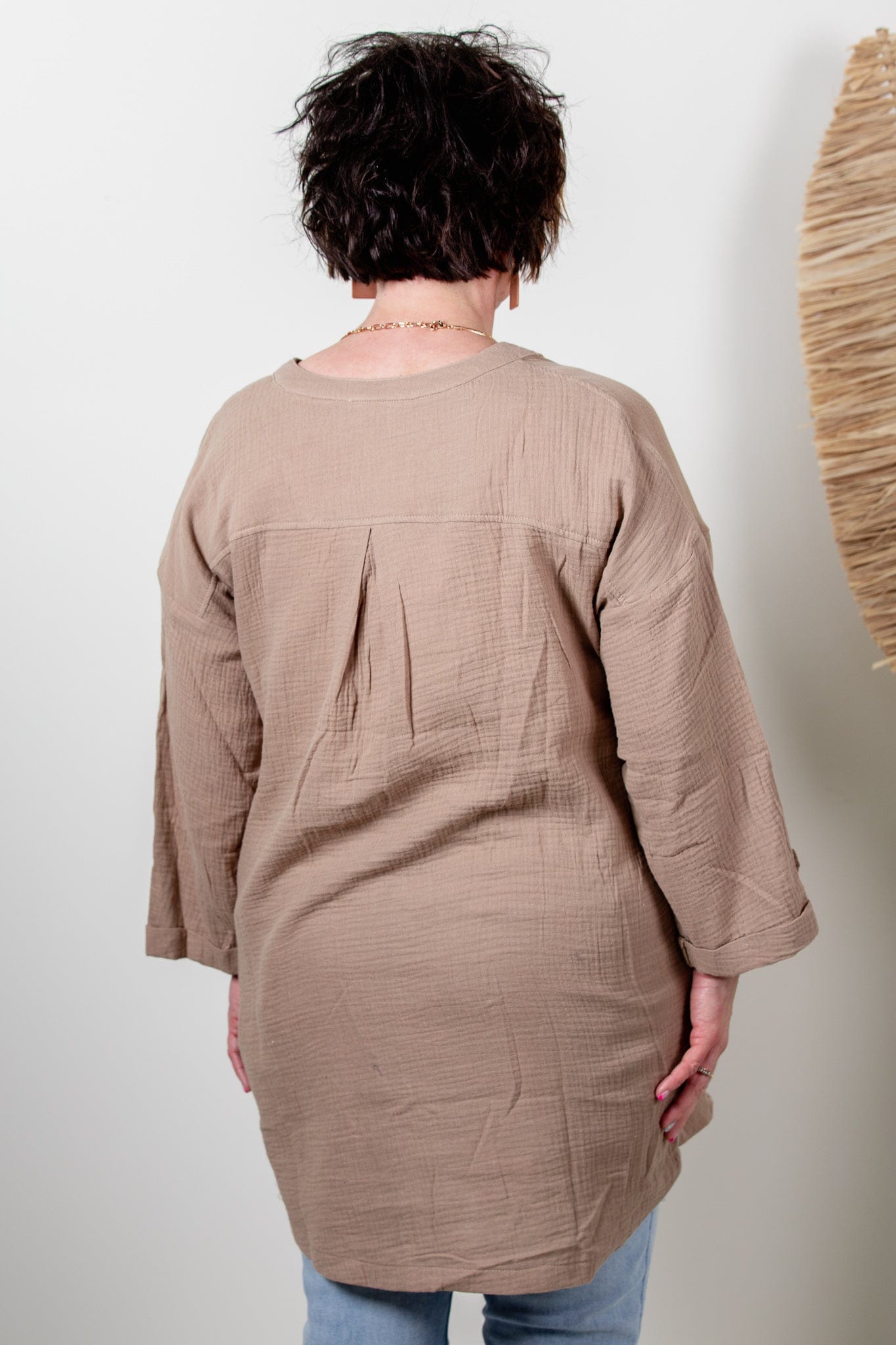 Mocha Gauze Knit Tunic Top