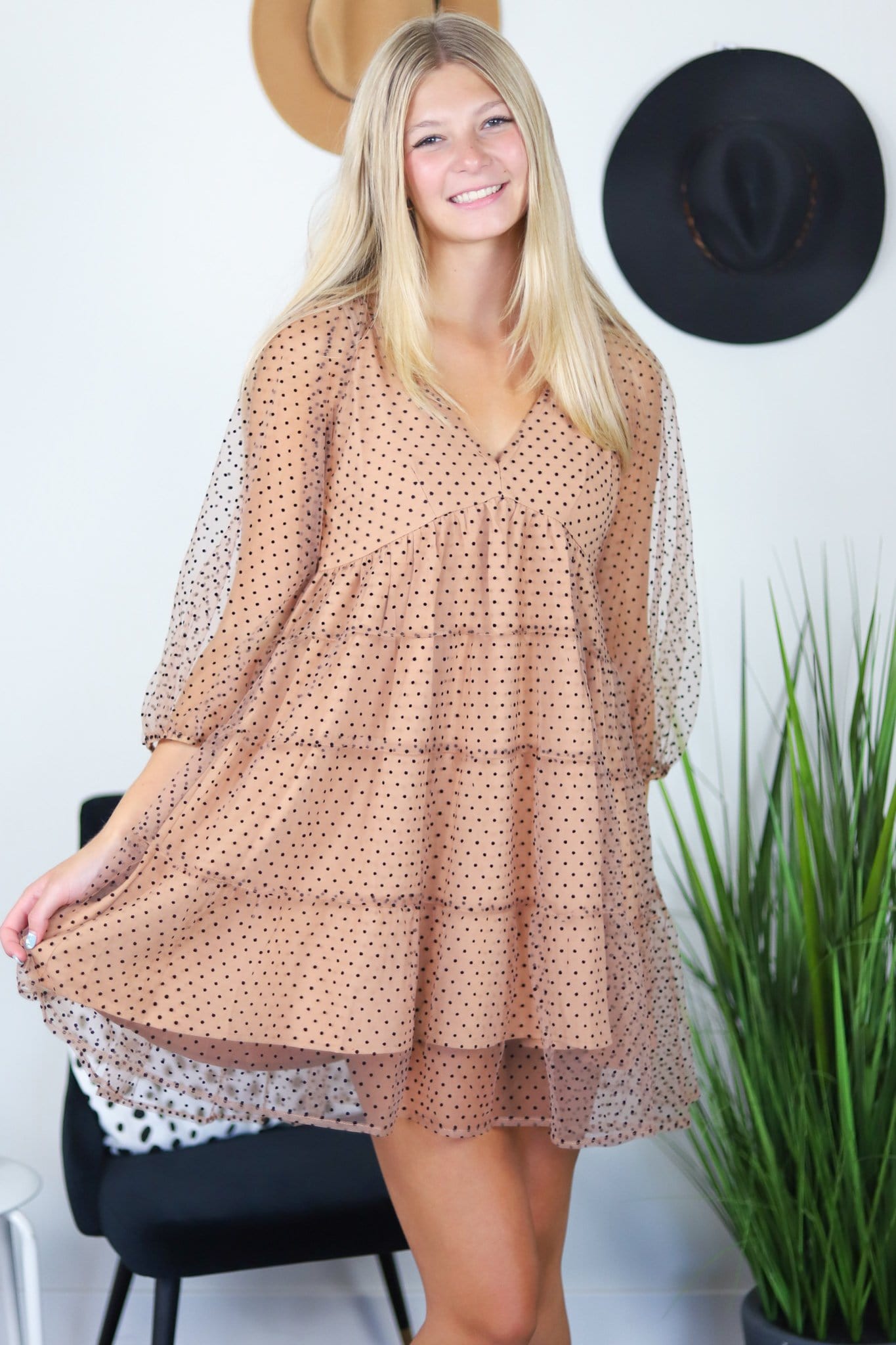 Mocha Black Dot Dress
