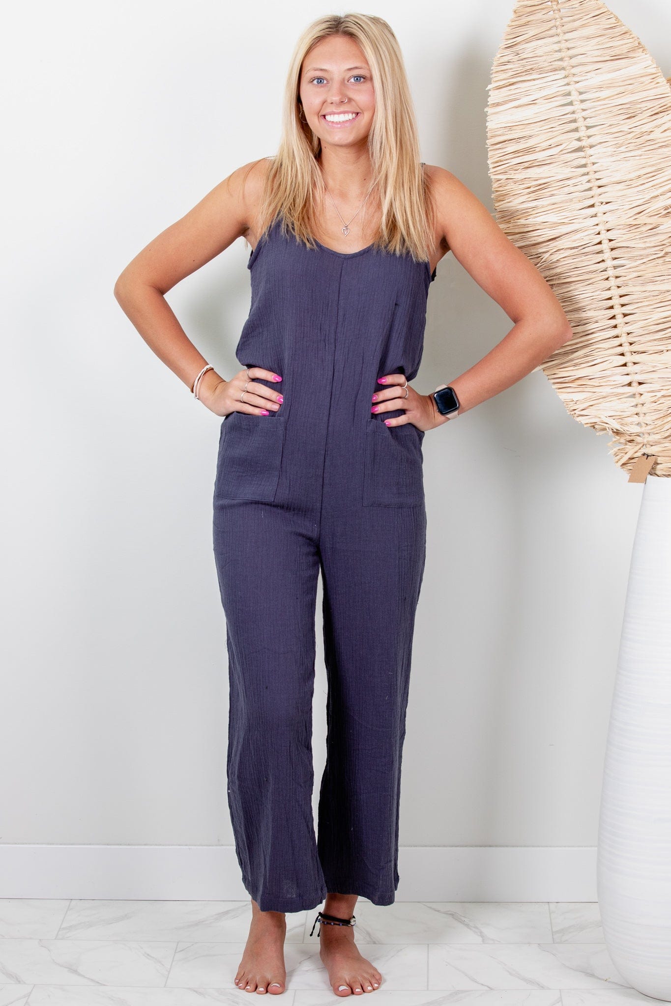 Washed Denim Gauze Jumpsuit