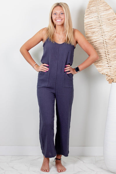Washed Denim Gauze Jumpsuit
