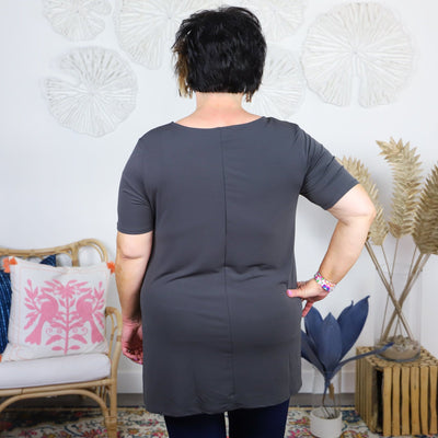 Front Overlap Chiffon Contrast Top
