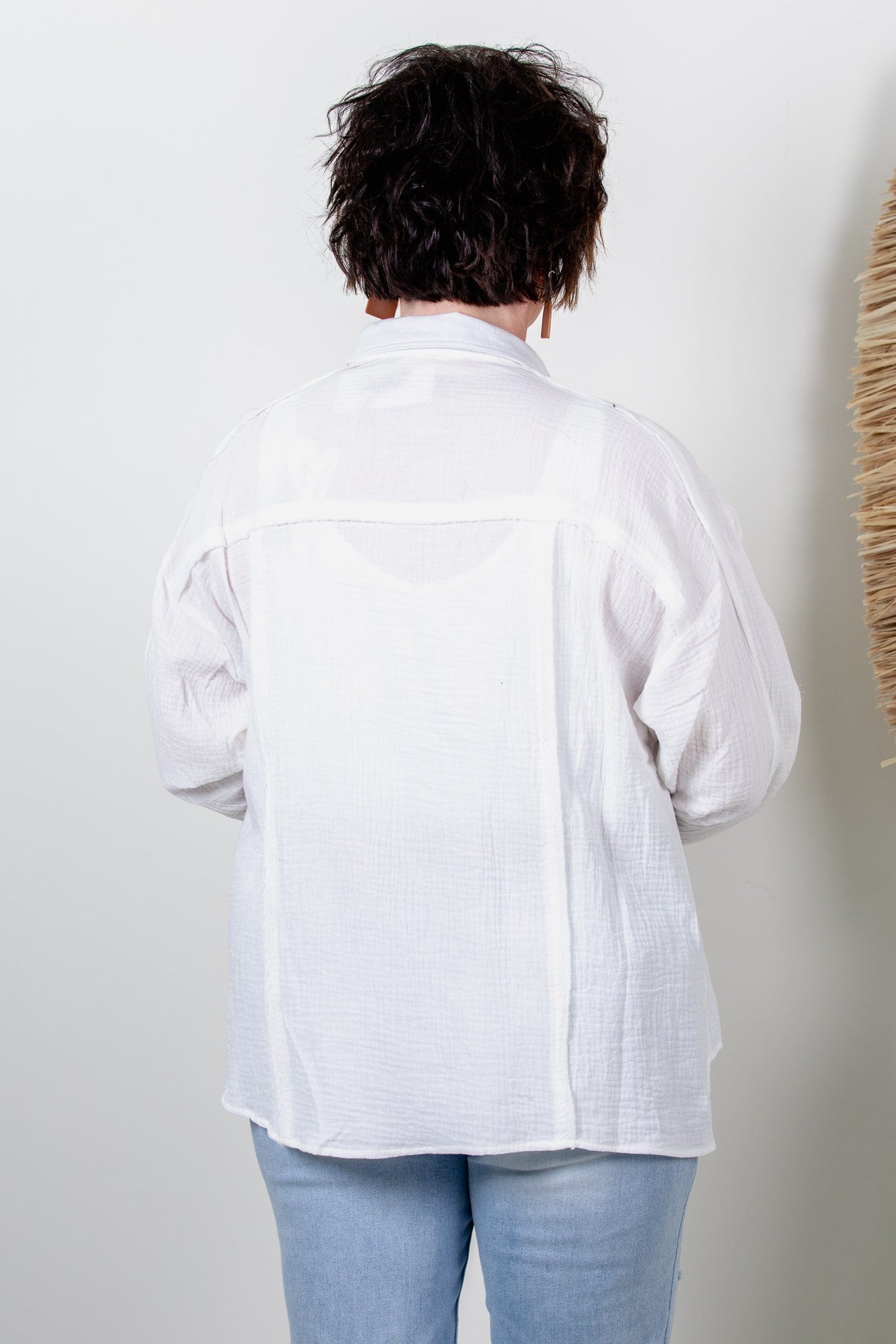 White Button-Up Gauze Top