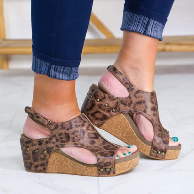 Distressed Leopard Carley Wedge Sandal