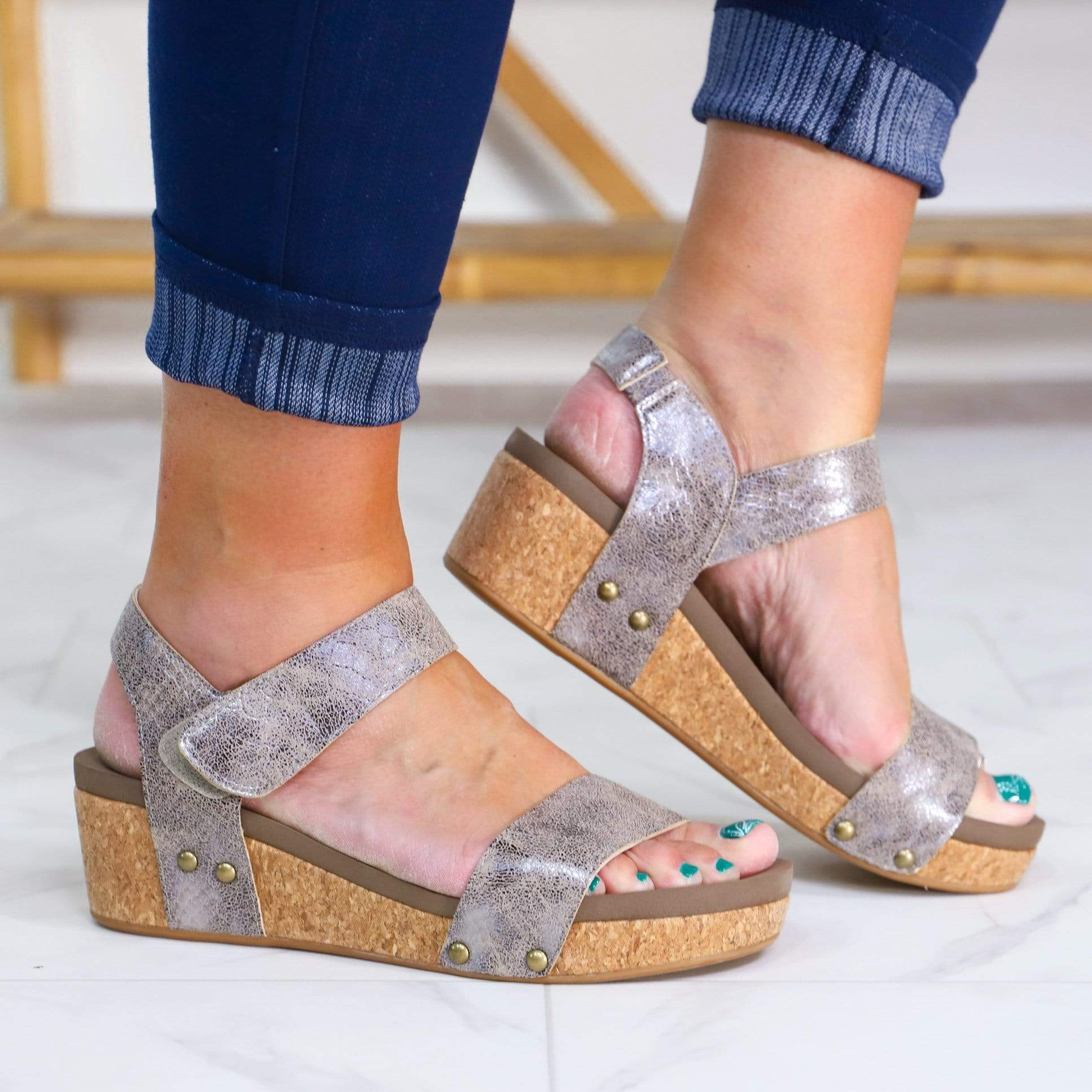 Taupe Snake Slidell Wedge Sandal