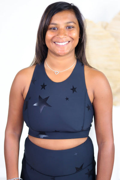 Black Star Foil Sports Bra