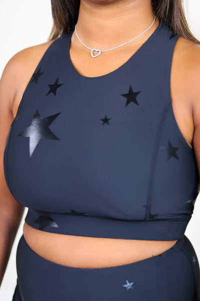 Black Star Foil Sports Bra
