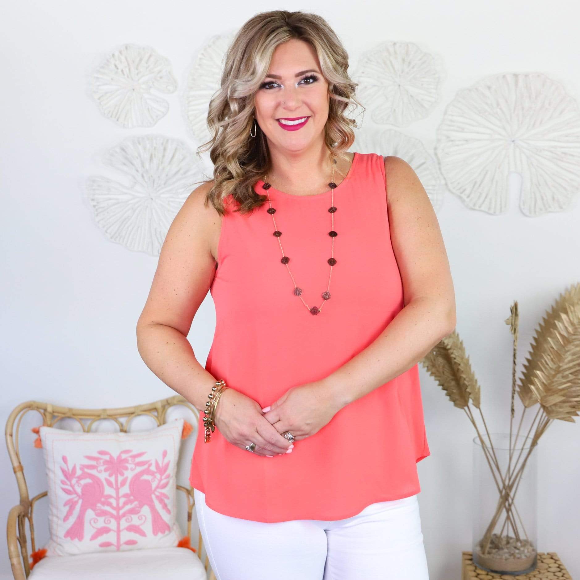 coral tank top blouse