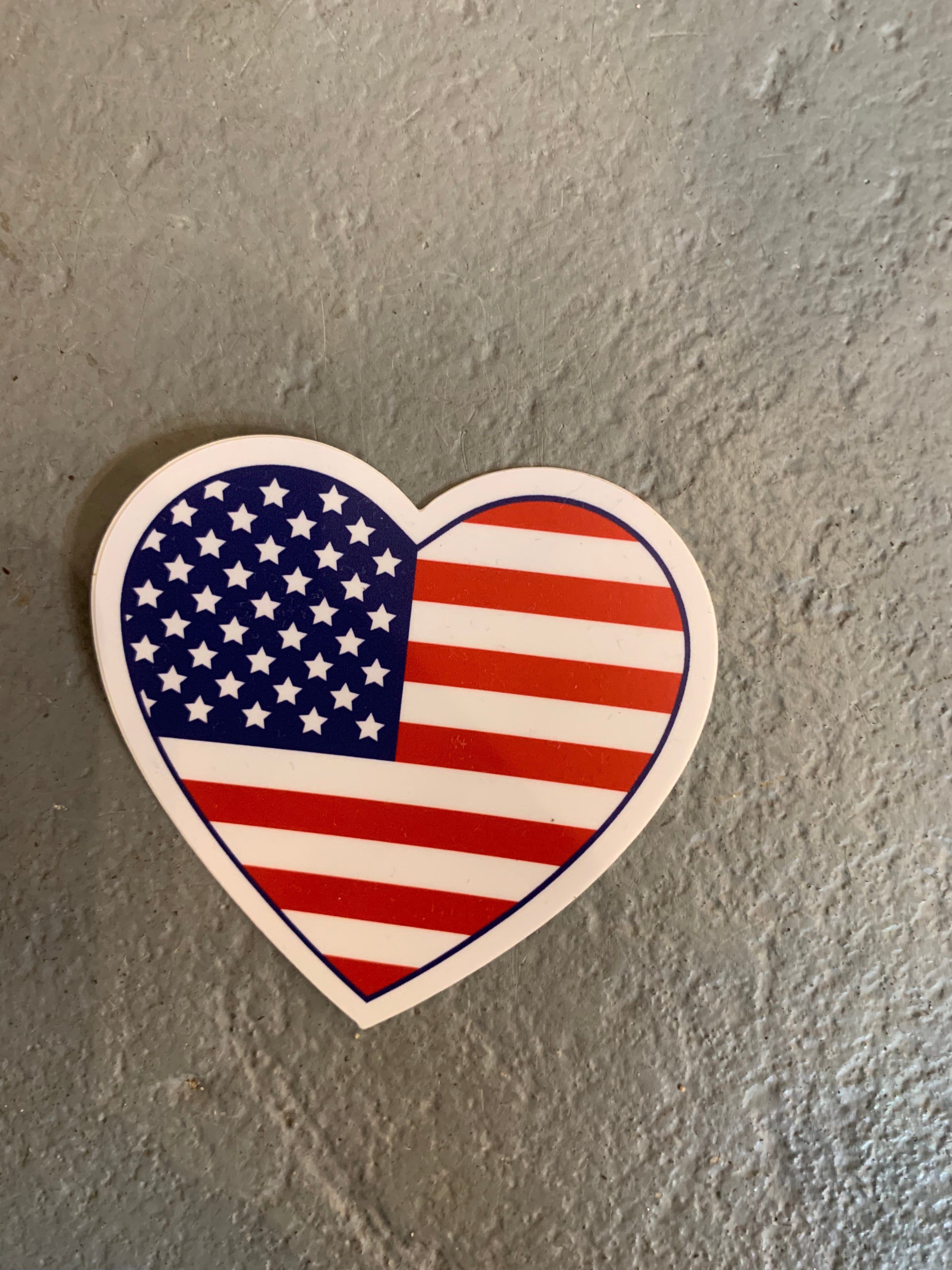 American Flag Heart Sticker