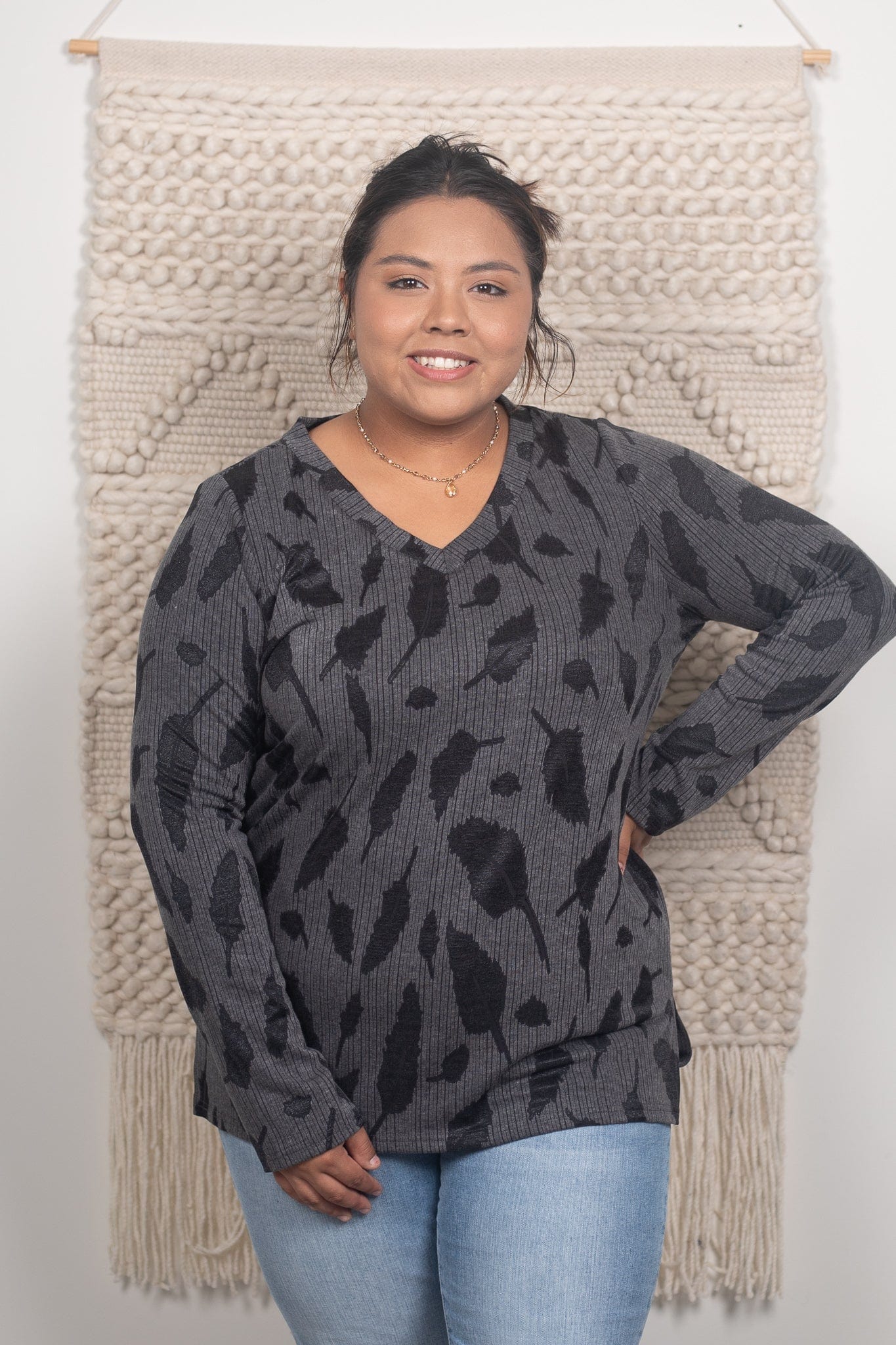 Gray Leaf Courtney Knit Top