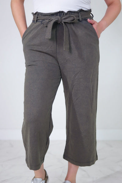 Snow Washed French Terry Wide Leg Pant