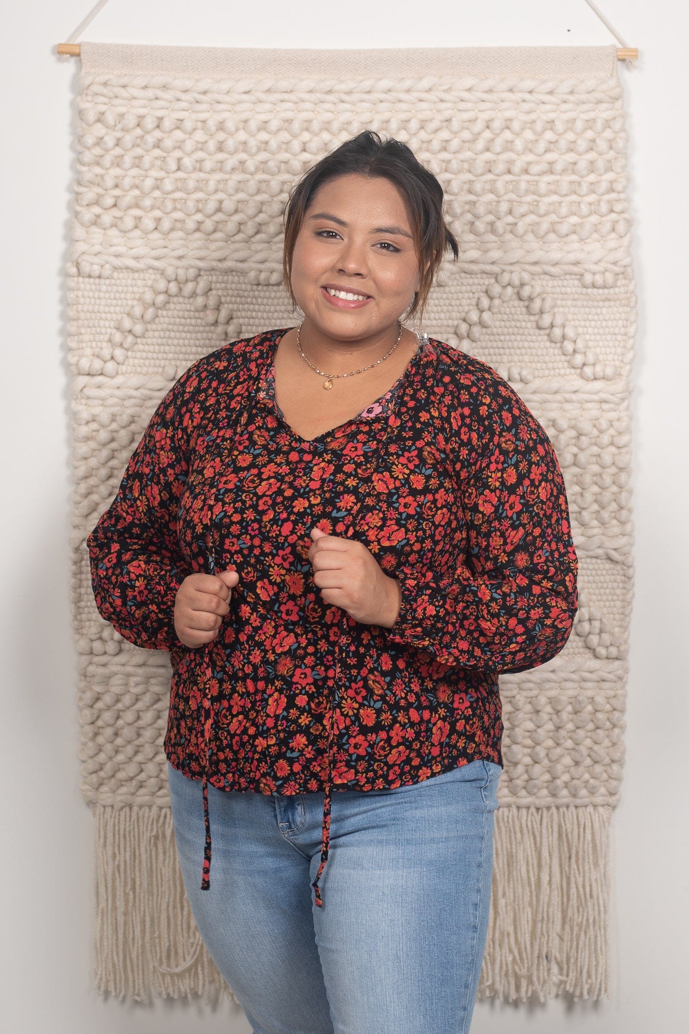 Multi Flower Tie Top