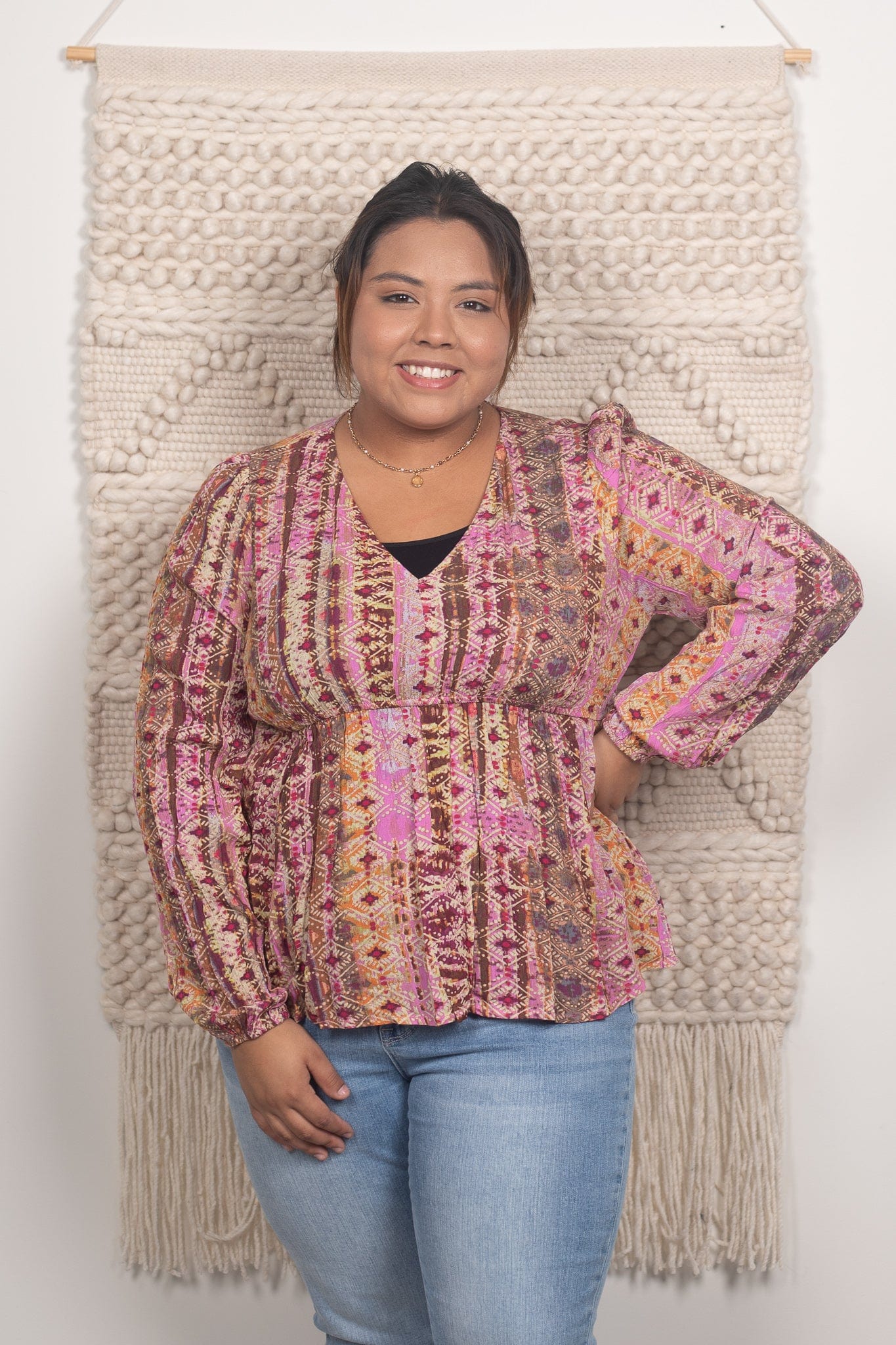 Plum Patterned Cinched Top