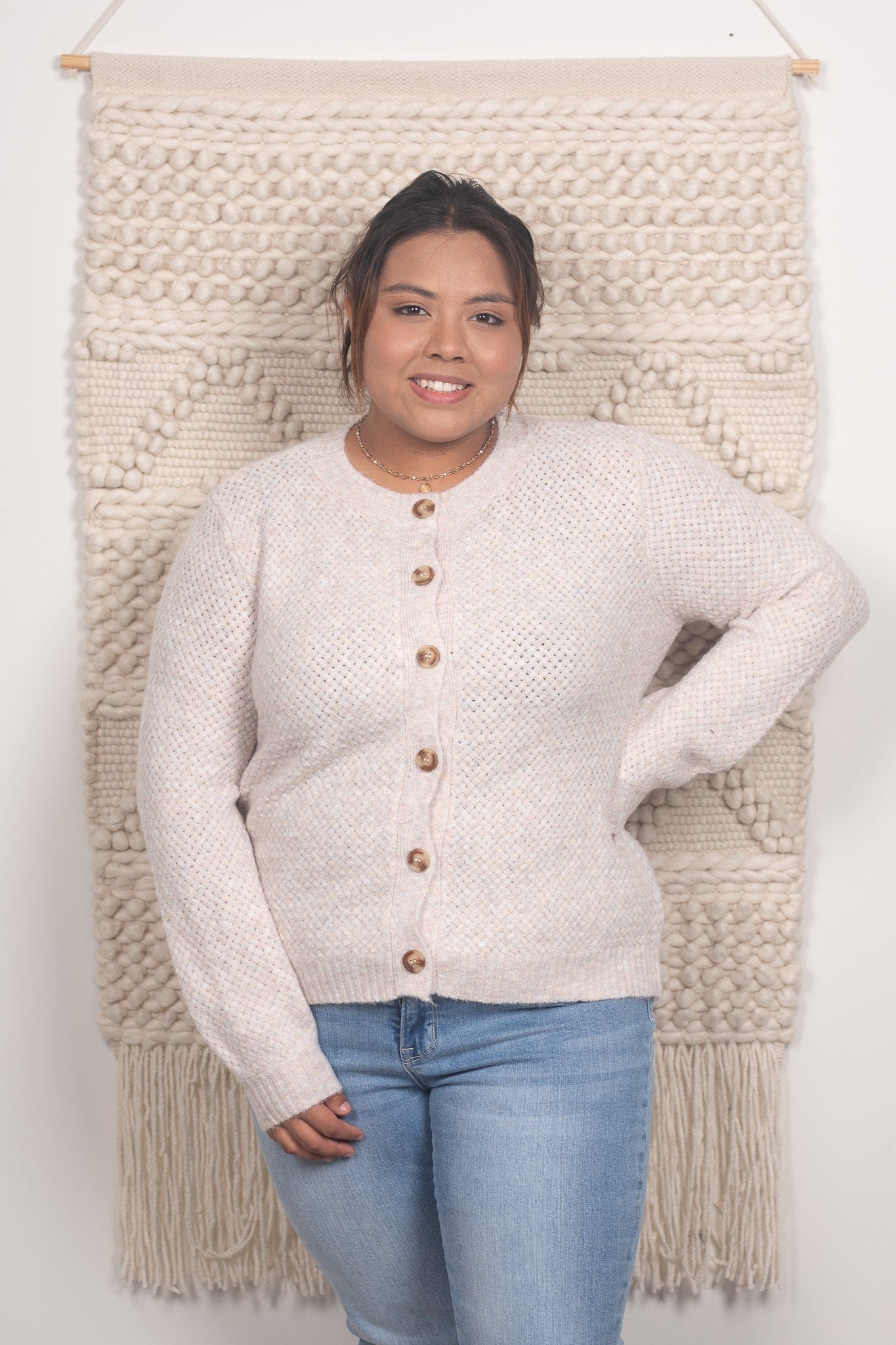 Oatmeal Texture Cardigan Sweater
