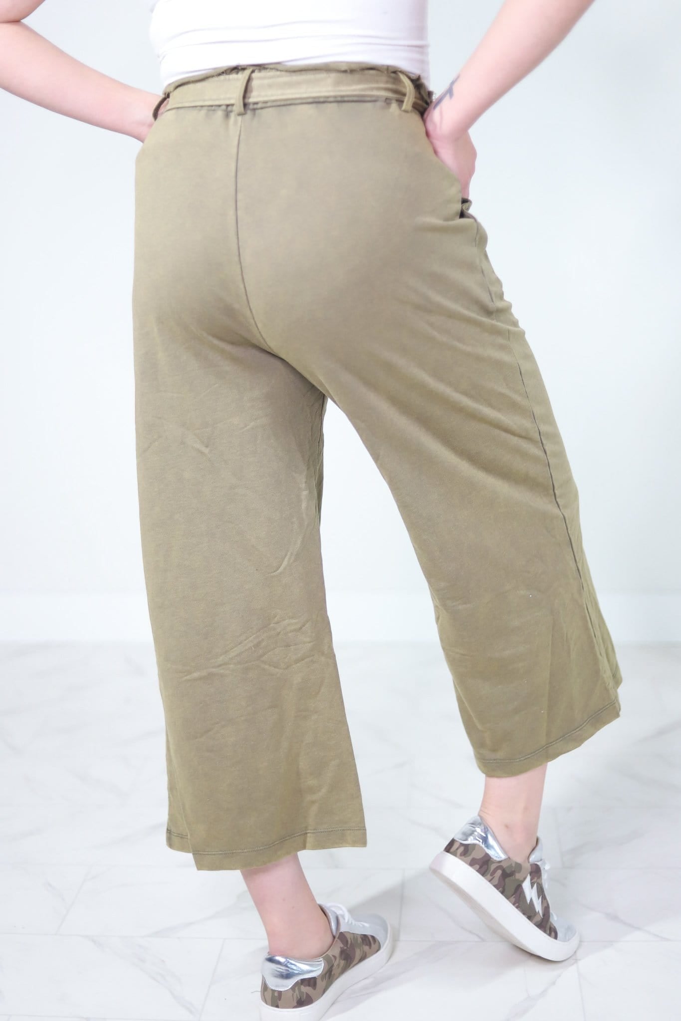 Snow Washed French Terry Wide Leg Pant