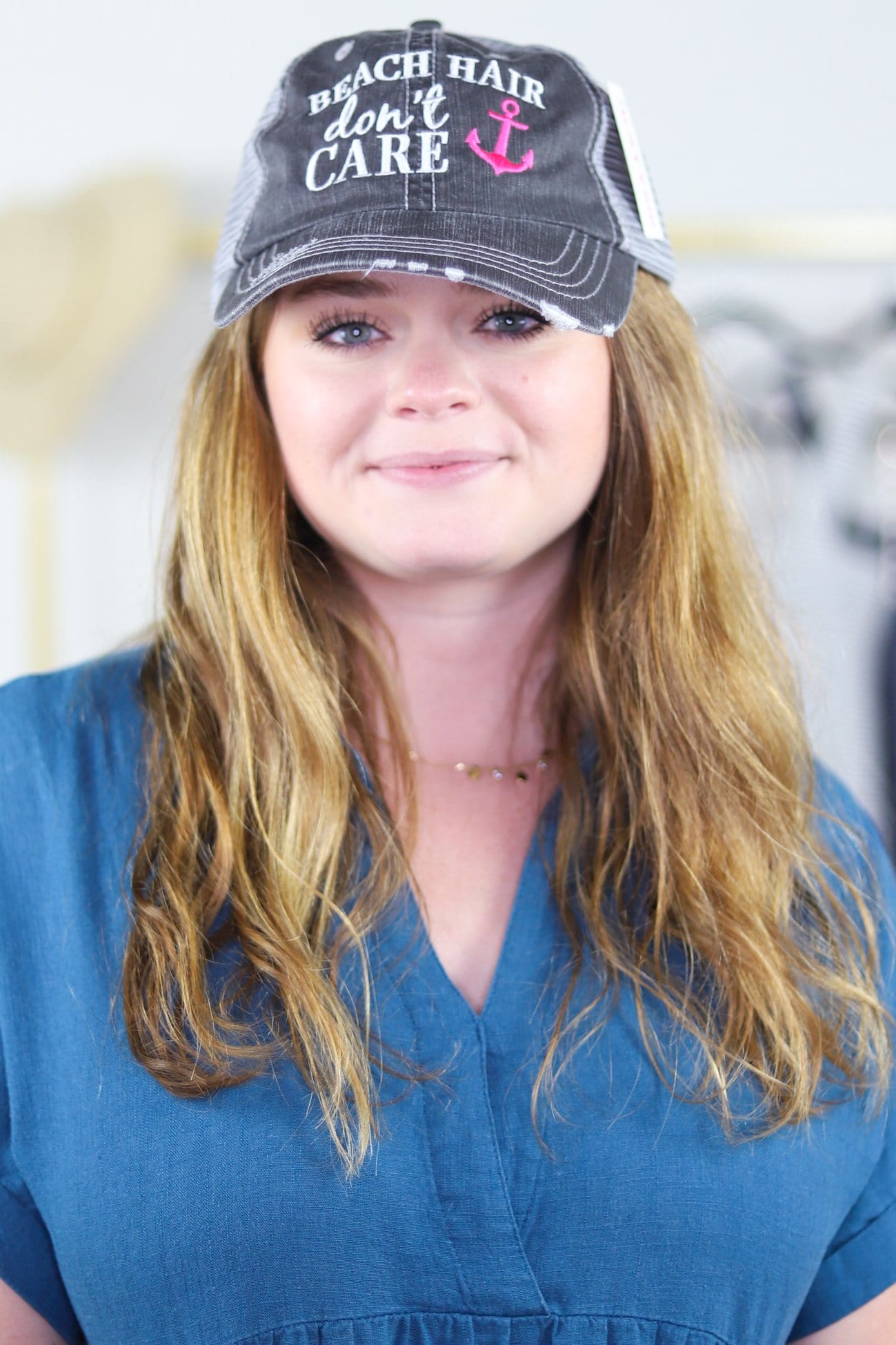 Beach Hair Don't Care Anchor Trucker Hat