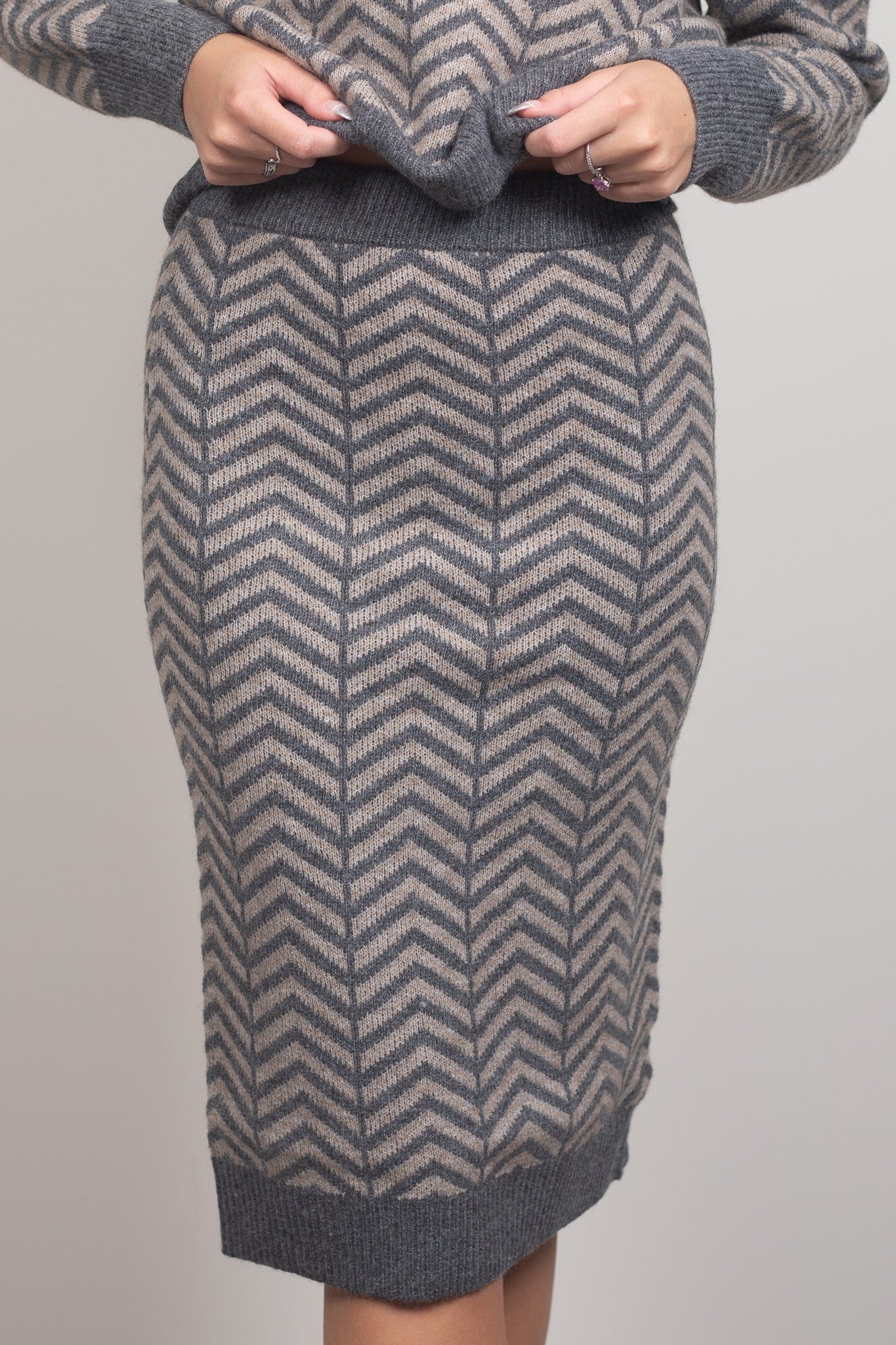 Chevron Print Sweater Skirt