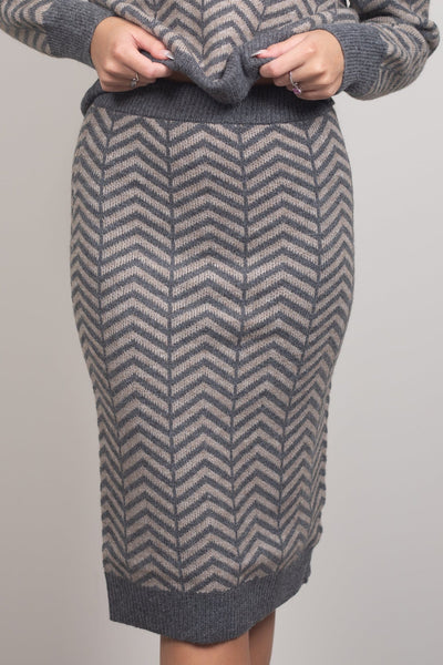 Chevron Print Sweater Skirt