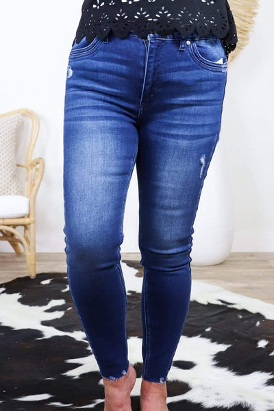 Dark High Rise Ankle Skinny